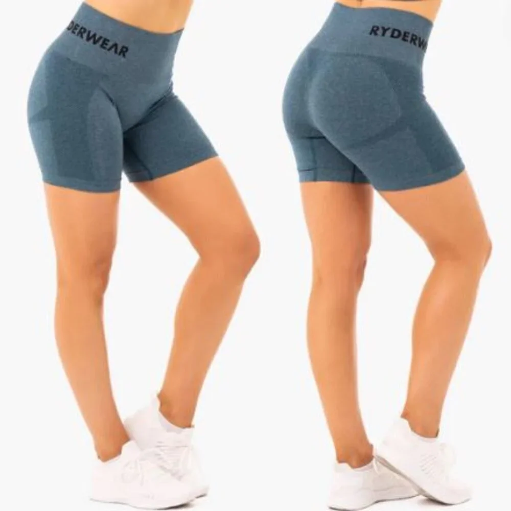 Ryderwear Teal Marl Seamless Staples Shorts Women's Size S/M
